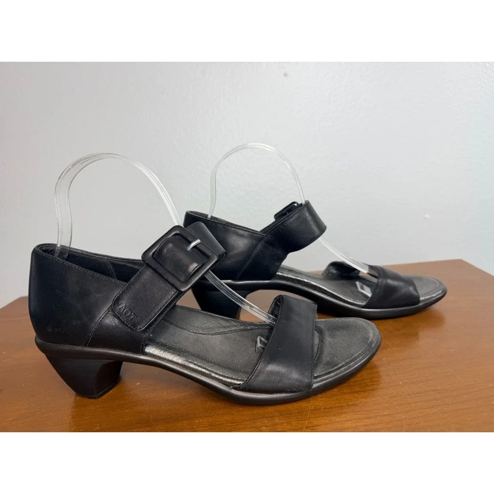 Naot Sandals Women 10‎ Black Leather Ankle Strap Low Wedge Buckle Comfort Casual